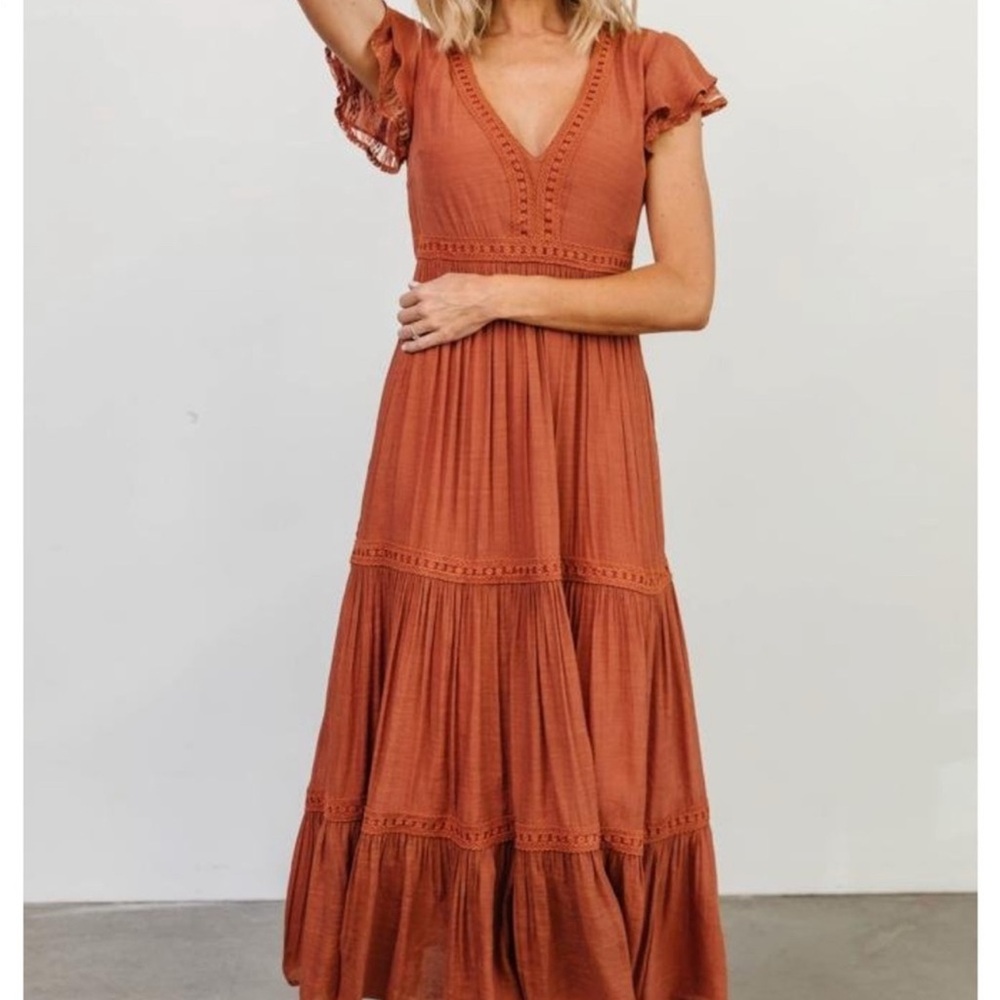 Baltic Born Rust Tiered Maxi Dress